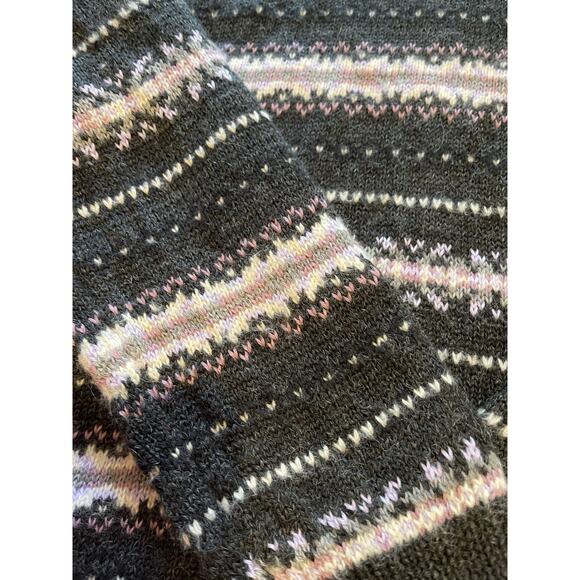 Vintage 90s Hunt Club Pink Gray Hearts Fair Isle Nordic Wool Blend Sweater M - Picture 4 of 5